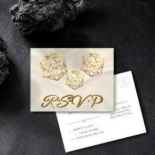RPG Dice Gold Fantasy Tabletop Gamer Event RSVP Uitnodiging Briefkaart