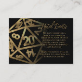 RPG Dice | Gold Fantasy Tabletop Gamer - Gegevens Informatiekaartje (Voorkant)