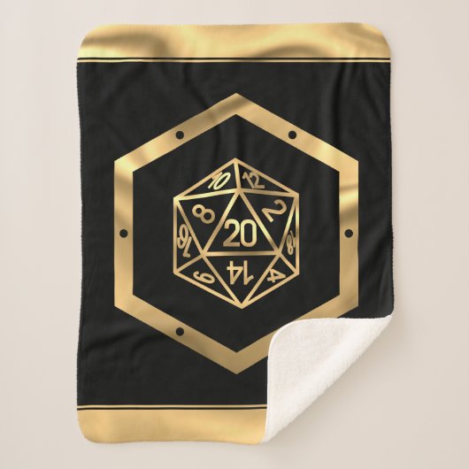RPG Dice | Gold Fantasy Tabletop Retro PnP Gamer Sherpa Deken (Voorkant)