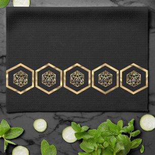 RPG Dice   Gold Fantasy Tabletop Retro PnP Gamer Theedoek