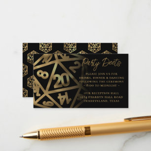 RPG Dice Gold Fantasy Tafelblad Gamer Receptie Informatiekaartje