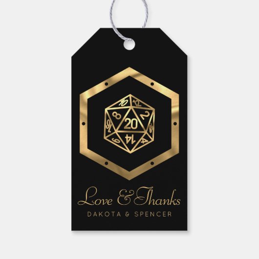 RPG Dice | Gold Fantasy Tafelblad PnP Gamer Custom Cadeaulabel (Achterkant)