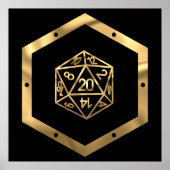 RPG Dice | Gold Old School Tafelblad PnP Roleplaye Poster (Voorkant)