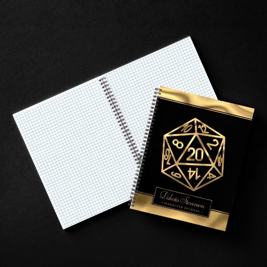 RPG Dice | Gouden Fantasy Tabletop Gamer Graph Pap Notitieboek