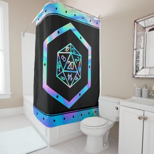 RPG Dice | Holo Fantasy Retro Tafelblad PnP Gamer Douchegordijn (In situ)