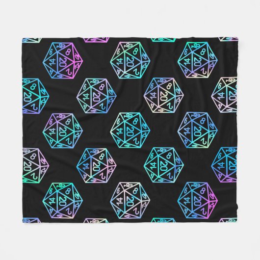 RPG Dice | Holo Fantasy Retro Tafelblad PnP Gamer Fleece Deken (Voorkant (Horizontaal))