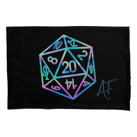 RPG Dice | Holo Fantasy Retro Tafelblad PnP Gamer Kussensloop (Voorkant)