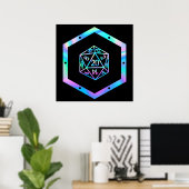 RPG Dice | Holo Fantasy Retro Tafelblad PnP Gamer Poster (Thuiskantoor)