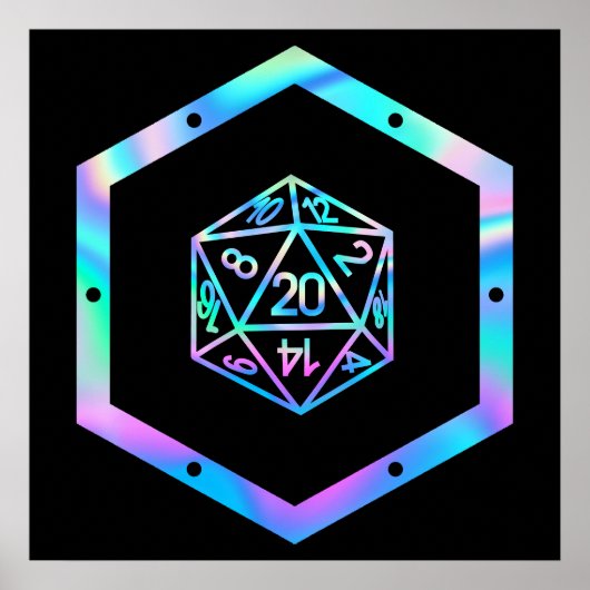 RPG Dice | Holo Fantasy Retro Tafelblad PnP Gamer Poster (Voorkant)