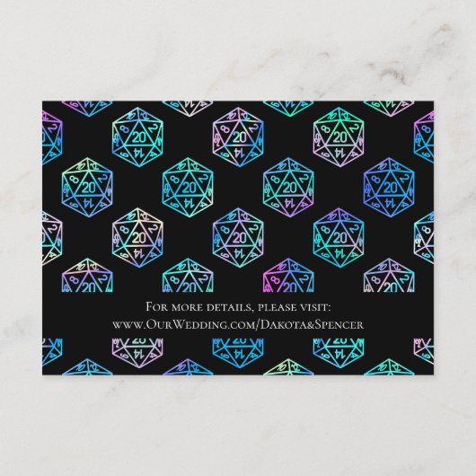 RPG Dice | Holo Fantasy Tafelblad Gastgegevens Informatiekaartje (Achterkant)