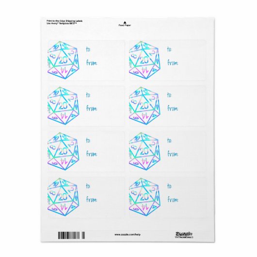 RPG Dice | Holo Fantasy Tafelblad PnP Gamer Custom Etiket (Full Sheet)