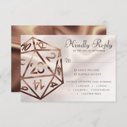 RPG Dice | Koper Retro Tafelblad Rollenspeler Entr RSVP Kaartje (Voorkant / Achterkant)