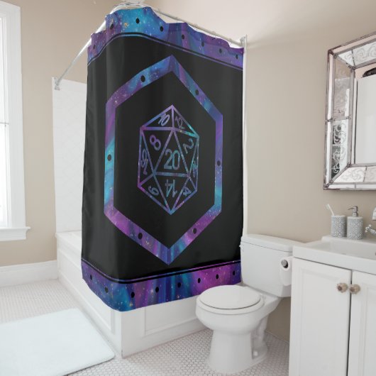 RPG Dice | Nebula Fantasy Retro Tabletop PnP Gamer Douchegordijn (In situ)