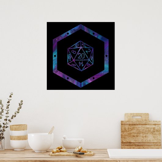 RPG Dice | Nebula Fantasy Retro Tabletop PnP Gamer Poster (Keuken)
