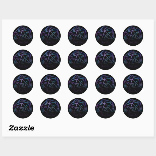 RPG Dice | Nebula Fantasy Tabletop Retro PnP Gamer Ronde Sticker (Vel)