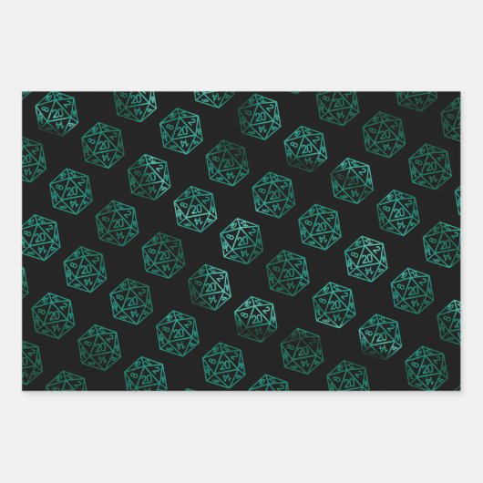 RPG Dobbelstenen | Emerald Fantasy Tabletop Retro Inpakpapier Vel (Voorkant)
