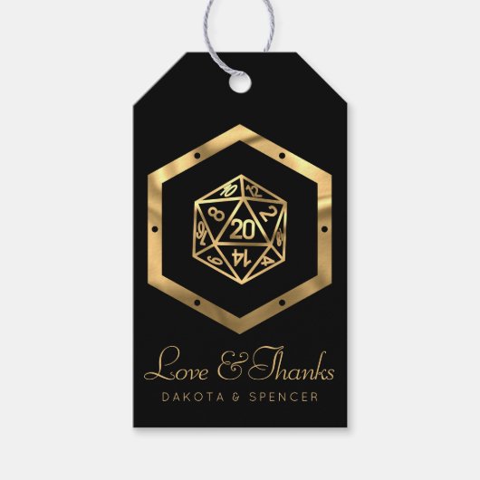 RPG Dobbelstenen | Goud Fantasy Tafelblad PnP Game Cadeaulabel (Voorkant)