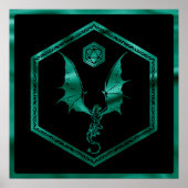 RPG Dragon | Emerald Fantasy Tafelblad Gamer Dice Poster (Voorkant)