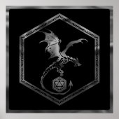 RPG Dragon | Fantasy Tabletop Retro PnP Gamer Dice Poster (Voorkant)