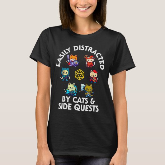 Rpg Gamer Cats Side Quest Funny Nerd Adhd Cat Men  T-shirt (Voorkant)