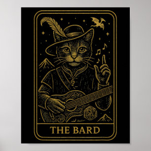 Rpg Gamer De Rd D20 Dobbelsteen Nerdy Geek Kat Man Poster