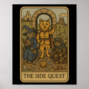 Rpg Gamer Katten Grappige Zij Quest Tarotkaart Ner Poster
