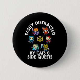 Rpg Gamer Katten Zijmissie Grappige Nerd Adhd Kat Ronde Button 5,7 Cm