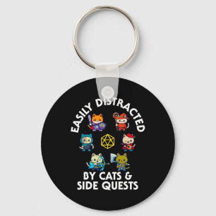 Rpg Gamer Katten Zijmissie Grappige Nerd Adhd Kat Sleutelhanger