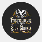 Rpg Gamer Not Procrastinating Side Quest Funny Men Ronde Sticker (Voorkant)