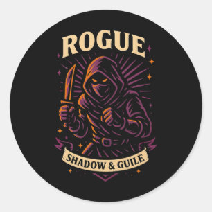 Rpg Gamer Rogue D20 Dobbelstenen Nerdy Geek Mannen Ronde Sticker