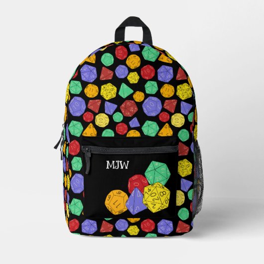 RPG Gaming Dice, Board, Fantasy Games gepatterd Bedrukte Rugzak (Voorkant)