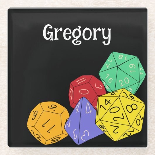 RPG Gaming Dice, Board, Fantasy Games Persoonlijk Glazen Onderzetter (Voorkant)