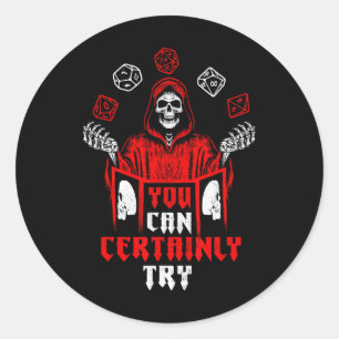 Rpg-gaming skelet dat je zeker kan proberen gamer ronde sticker