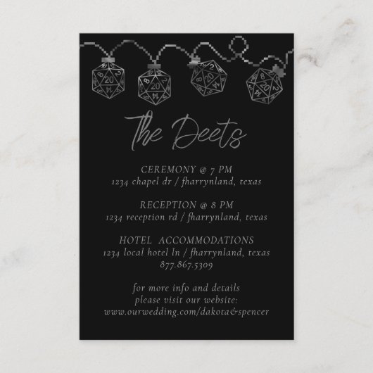 RPG-lichten | Fantasy Tabletop Gamer Gastgegevens Informatiekaartje (Voorkant)