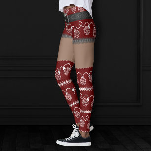 RPG Lights Red   Retro Ugly Sweater Dark Skin Leggings
