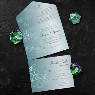 RPG Luxe Aqua Sheen Fantasie Tafelblad Gamer Maa All In One Uitnodiging