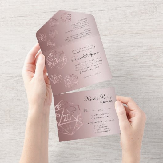 RPG Luxe | Mauve Fantasy Tafelbladgamer Entreegast All In One Uitnodiging (Afscheurbaar)