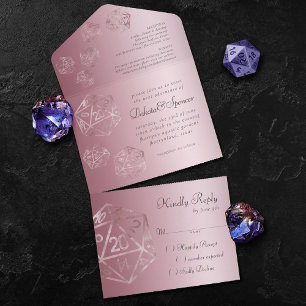 RPG Luxe   Mauve Sheen Fantasy Tafelblad Gamer Dob All In One Uitnodiging