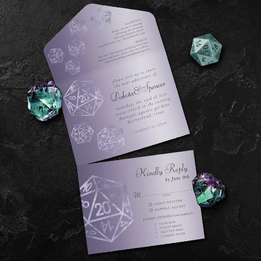 RPG Luxe | Paarse Fantasy tafelblad gamer Entree All In One Uitnodiging
