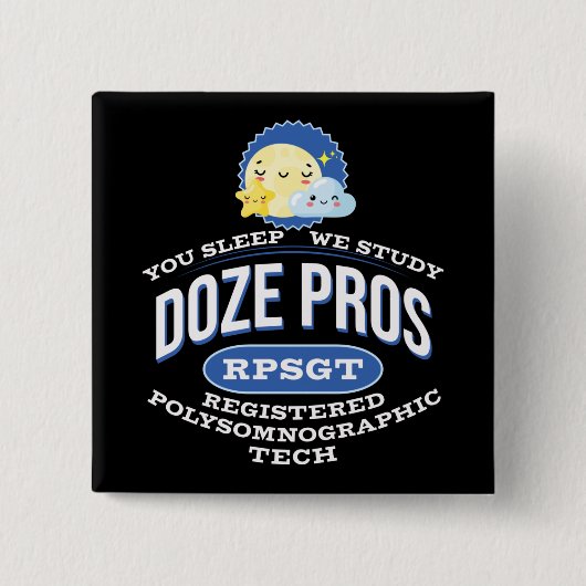 RPSGT Kawaii Moon Doze Pros PolySomnoGraphic Tech Vierkante Button 5,1 Cm (Voorkant)