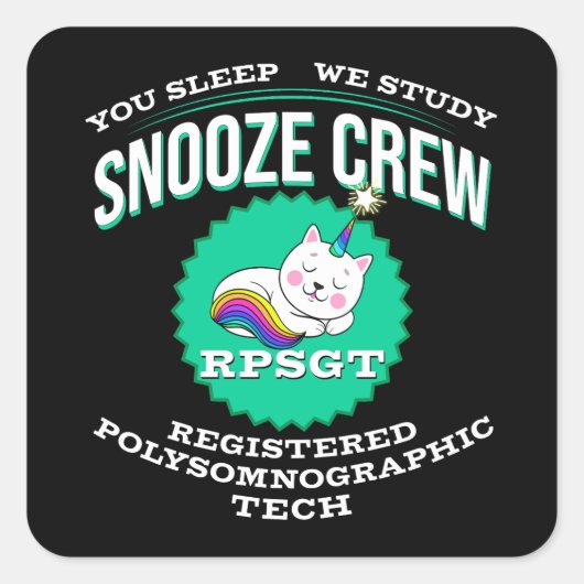 RPSGT Kawaii Unikitty Snooze PolySomnoGraphic Tech Vierkante Sticker (Voorkant)