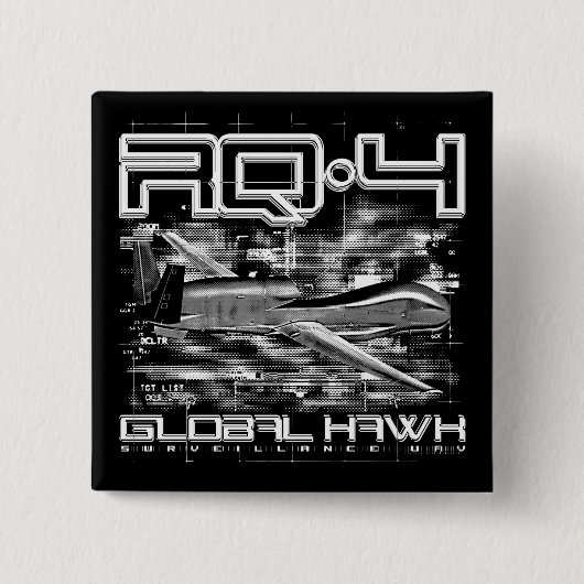 RQ-4 Global Hawk Vierkante Button 5,1 Cm (Voorkant)