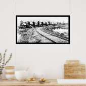 RR Train met roodhoutblokken 1919 Poster (Keuken)