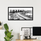 RR Train met roodhoutblokken 1919 Poster (Thuiskantoor)