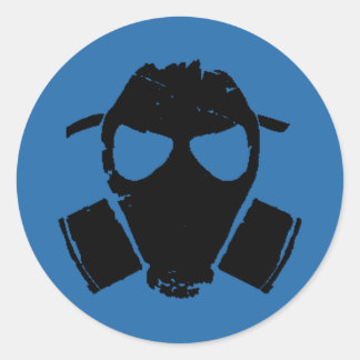 RRC - Gasmasker blauw Ronde Sticker