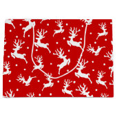 Rrendieren op rood kerstpatroon groot cadeauzakje (Voorkant)