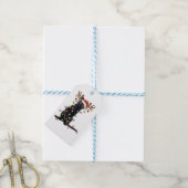 Rrendierzwarte kerst verlicht de grappige kattenli cadeaulabel (Met Touw)