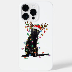 Rrendierzwarte kerst verlicht de grappige kattenli Case-Mate iPhone 14 pro max hoesje