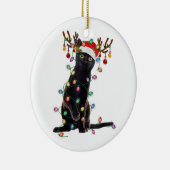 Rrendierzwarte kerst verlicht de grappige kattenli keramisch ornament (Rechts)