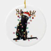 Rrendierzwarte kerst verlicht de grappige kattenli keramisch ornament (Achterkant)